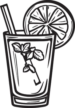 Lemonade outline black illustration vector