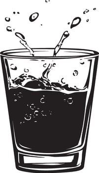 Minimalist black silhouette of a glass of water, design. vector