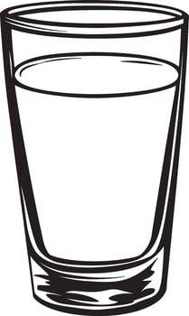 Black illustration of a glass of milk in simple silhouette style. vector