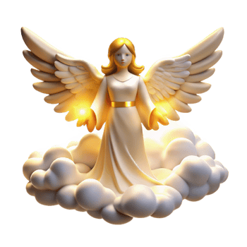 Angel on Clouds 3D Render of a Celestial Being png