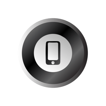 A flat and white button with a cell phone on it flat png