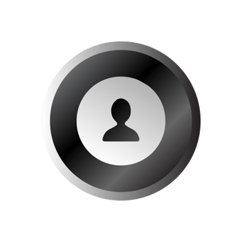 A flat and white icon of a person in a circle png