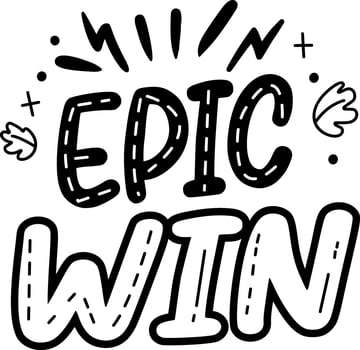 Epic win typography sticker in glyph style vector