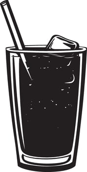 Black illustration of a soft drink in simple silhouette style. vector