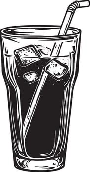 Black illustration of a soft drink in outline style. vector