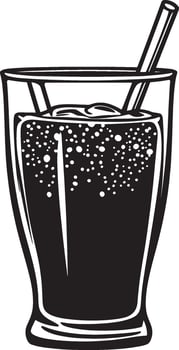 Soft drink outline black illustration vector