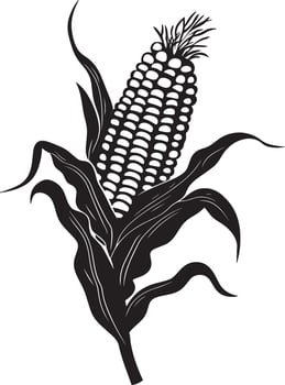 Black illustration of a simple corn vegetable silhouette vector