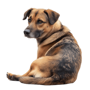 Sad Abandoned Dog on White on transparent background. png