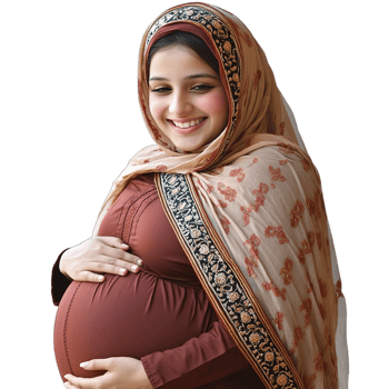 Happy Pregnant Woman in Elegant Brown Dress baby gold love care hope png