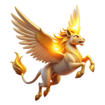 Golden Winged Lion Horse Mythical Creature Digital Art png