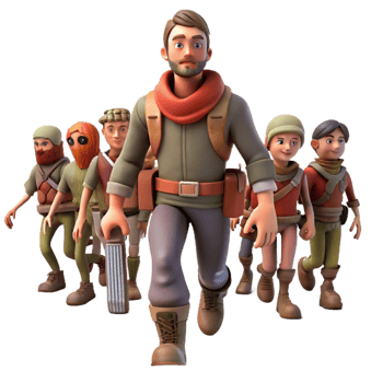 Adventure Team Exploring Unknown Territories png