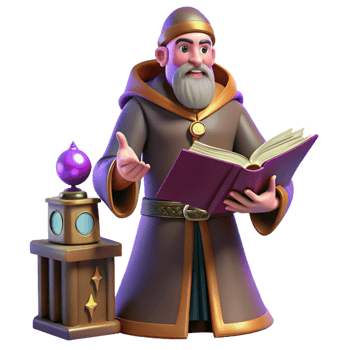 Wise Wizard Reading Ancient Book Fantasy Illustration png