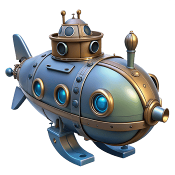 dramatic rustic Steampunk Submarine A Digital Render of a Vintage Underwater Vessel high resolution png