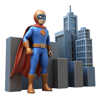 vibrant traditional Superhero Standing in Modern Cityscape high quality png