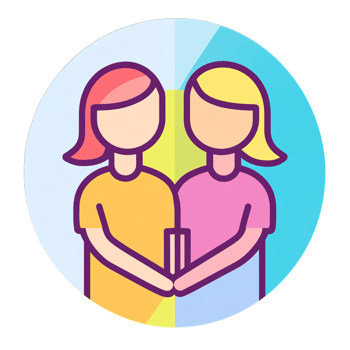 Happy Girls Friendship Cute Cartoon Illustration hug icon pink blue png