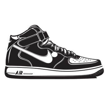 Black illustration of a sneakers icon vector