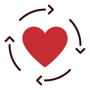 Red Heart inside arrows icon sign for expressing love vector