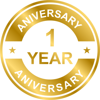 1 year anniversary gold icon for graphic design, logo, website, social media. mobile app, UI illustration png
