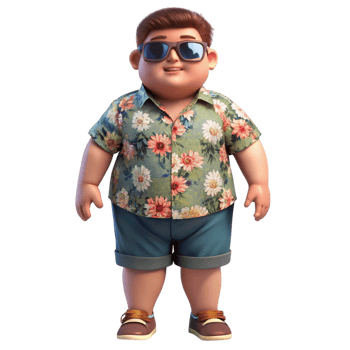 A cartoon character wearing sunglasses and a floral shirt png