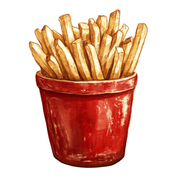 A Red Cup Overflowing With Golden French Fries png