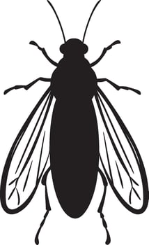 Black illustration of a simple firefly insect silhouette vector
