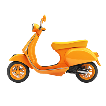 A Vibrant Orange Scooter Side Profile Displayed png