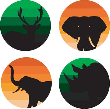 Animal logo pins vector