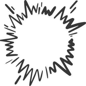 Cartoon explosion with sparks and splashes. Hand drawn sketch of circle frame. Comic boom effect. Radial graphic. Circle fight element. png