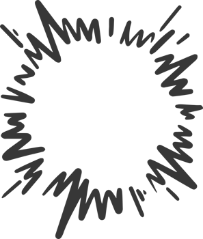 Cartoon explosion with sparks and splashes. Hand drawn sketch of circle frame. Comic boom effect. Radial graphic. Circle fight elements png