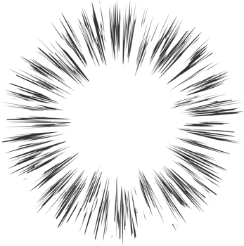Comic speed line effect. Manga radial explosion. Anime sunburst. Perspective motion of rays. Superhero frame. Abstract blast scream and glow. Center of impact. png
