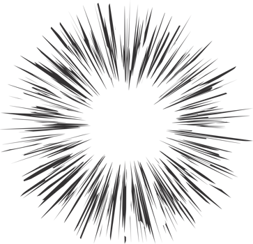 Comic speed lines. Manga radial explosion effect. Anime burst. Perspective motion of rays. Superhero frame. Abstract blast scream and glow. Center of impact. png