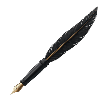 Elegant Black Quill Pen Mockup on transparent background. png