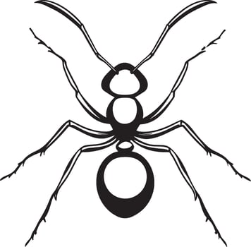 Black illustration of an ant outline vector
