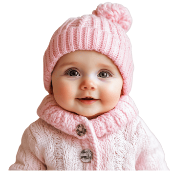 Adorable Baby Girl Pink Hat on transparent background. png