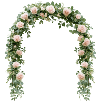 Elegant Pink Rose Floral Arch on transparent background. png