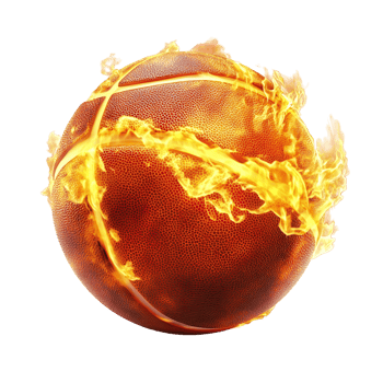 Fiery Basketball Game Image on transparent background. png