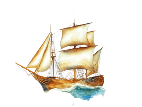 A Watercolor Painting of a Majestic Sailing Ship png
