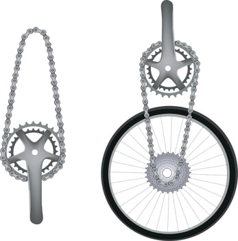 A bicycle wheel with a chain attached to it vector