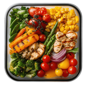 Delicious Meal Prep Containers on transparent background. png
