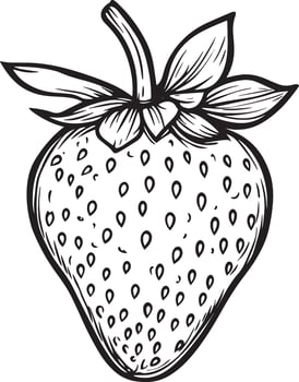 Black illustration of a strawberry outline vector