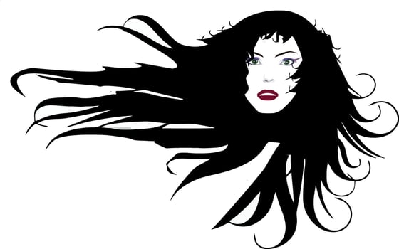 A woman with long hair and a black and white design vector