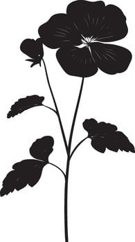 Black illustration of a simple begonia flower silhouette vector