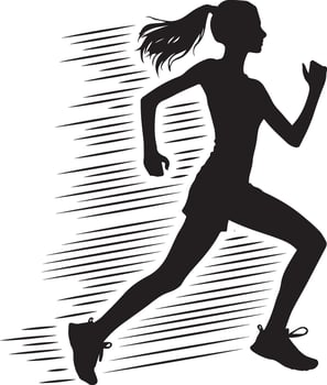 Black and White Running Woman Silhouette vector
