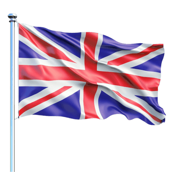 flag of united kingdom on a pole with a transparent background png