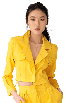 Asian model young woman yellow jacket png