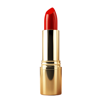 Bold Red Lipstick in Elegant Gold Case png