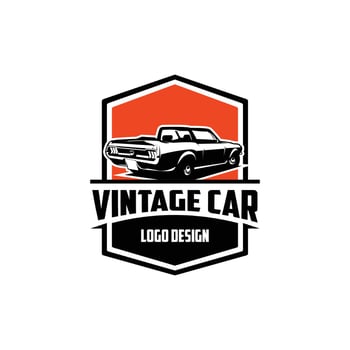 illustration of a 1967 ford mustang legend car. isolated view from the back with twilight. best for logo, badge, emblem, icon, sticker design. vector