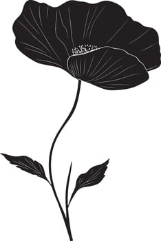 Poppy flower simple silhouette black illustration vector