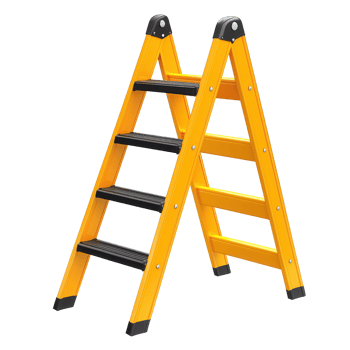 sturdy yellow step ladder with five steps for home use and maintenance png