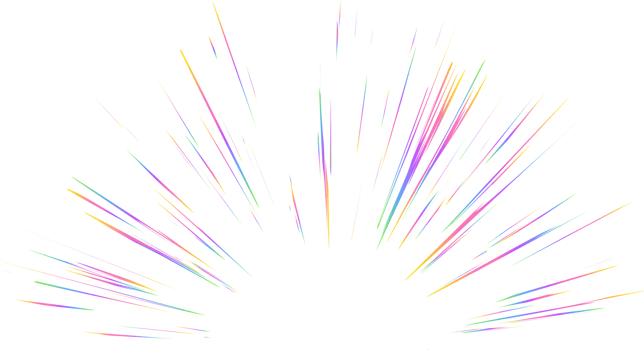 Burst with rainbow light prism effect. Halo flare sparkles of crystal. Radial holographic color explosion. Comic speed lines glare beams with sparks and neon reflection png